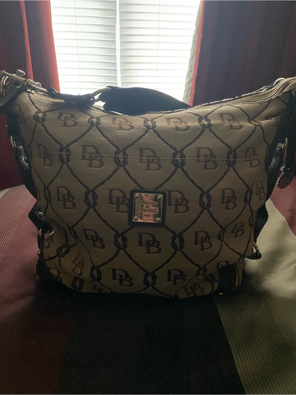 Vintage Dooney & Bourke Brown Monogram Shoulder Hobo